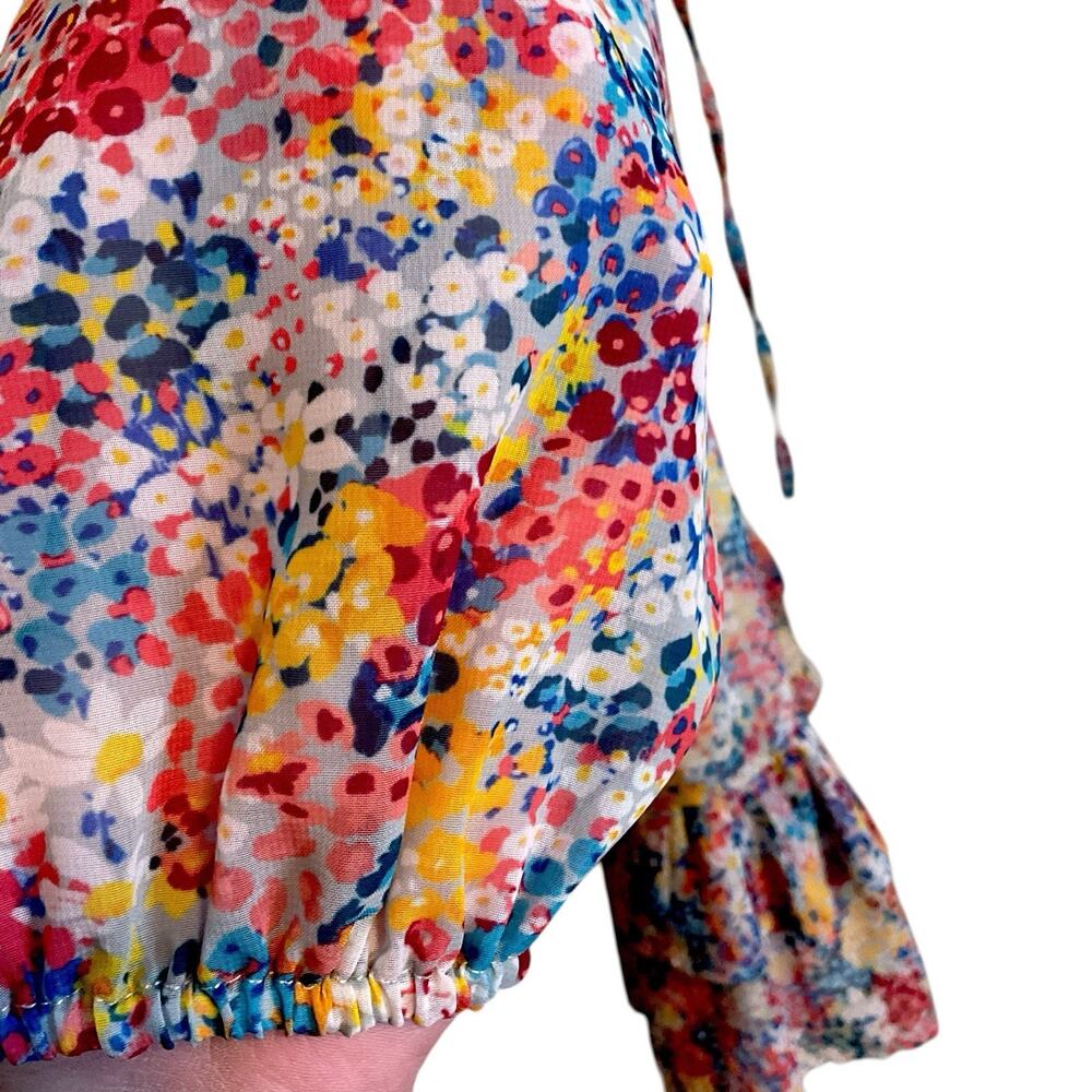 Zara Dress Womens Size XS Tie Neck Ruffle Mini Floral Romantic Boho Peasant - Picture 9 of 14
